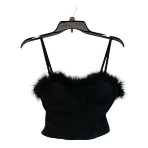 Klassy Network Black Suede Brami Top | Adjustable/removable straps | Small